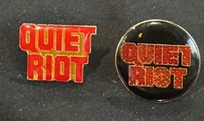 Quiet Riot Pin Badge American Heavy Metal Band Red Enamel Goldtone 7/8" Wide Lot