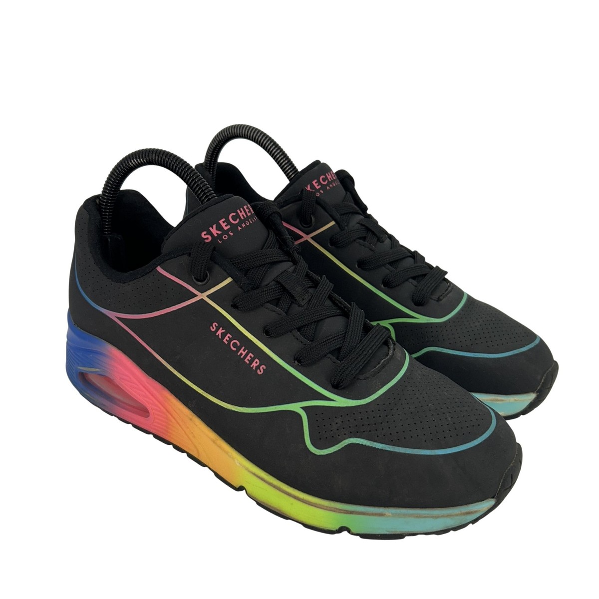 Skechers Shoes Womens Size Black Multi Rainbow Air Cooled Memory