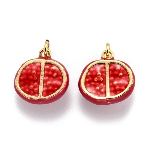US 5pcs18K Real Gold Plated Pomegranate Enamel 3D Fruit Charms for Jewelry DIY - product listing photo