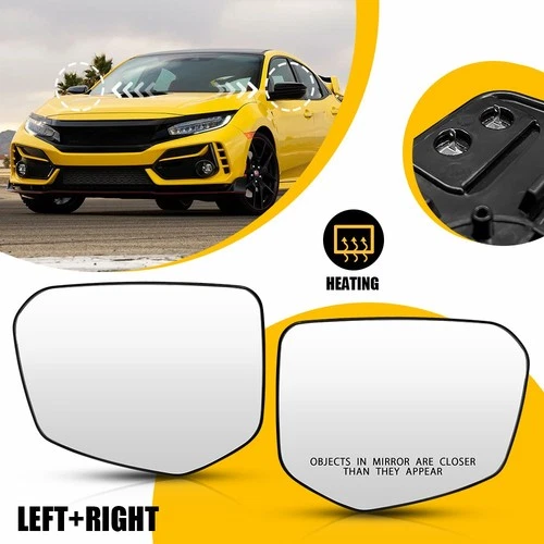 Pair Left & Right Side Mirror Glass Power Heated Fits For 2016-2021 Honda Civic