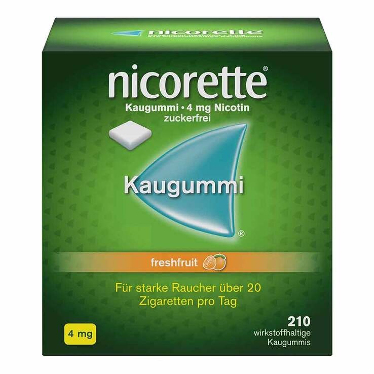 nicorette® Kaugummi freshfruit, 4 mg Nikotin · 210 St · PZN 18379804