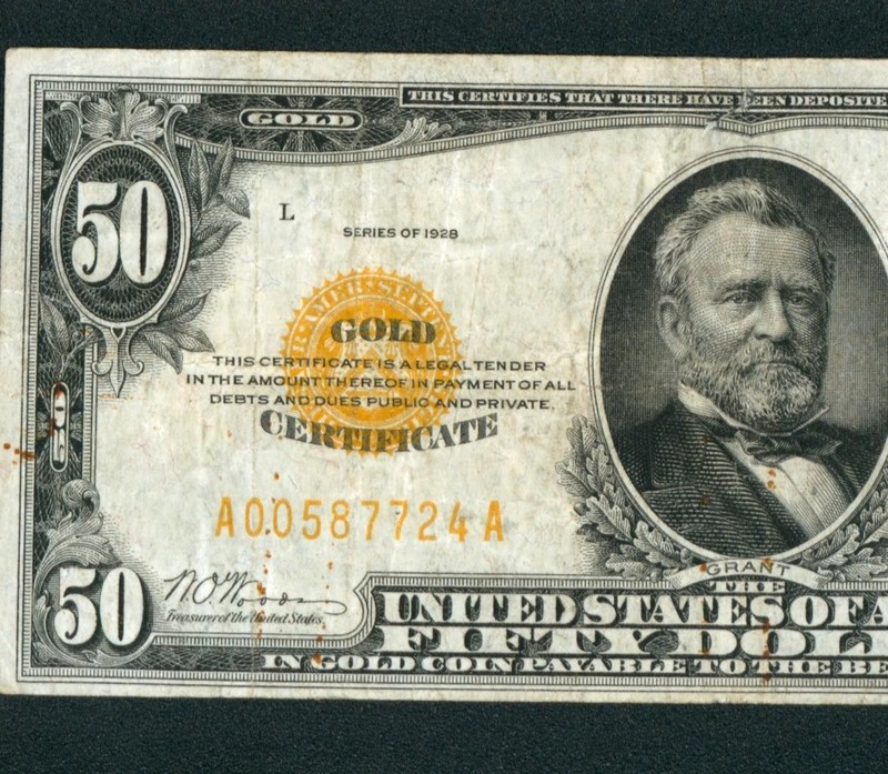 $50 1928 Gold Certificate ** DAILY CURRENCY AUCTIONS ** COMBINED SHIPPING
