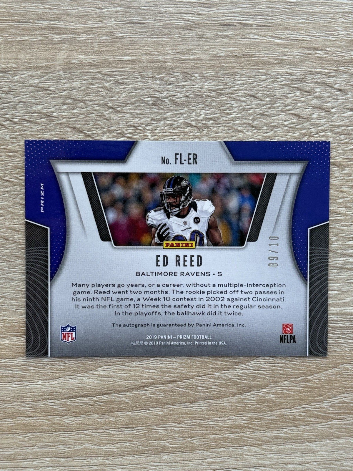 2019 PRIZM ED REED Gold Auto /10 Flashback Auto Ravens SSP RARE 9/10 Baltimore view 2