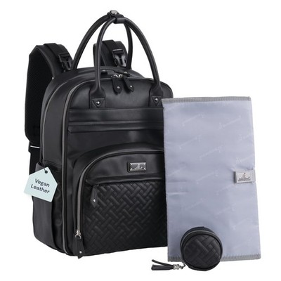 BabbleRoo Leather Diaper Bag Backpack - Baby Essentials Travel Baby Bag, Mult...