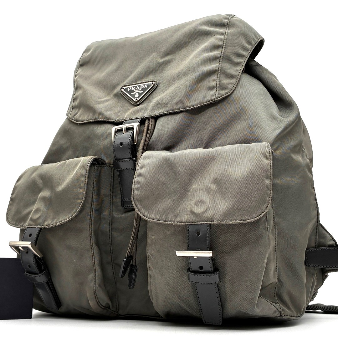 Mark Cross PRADA Backpack Triangular Logo White T… - image 1