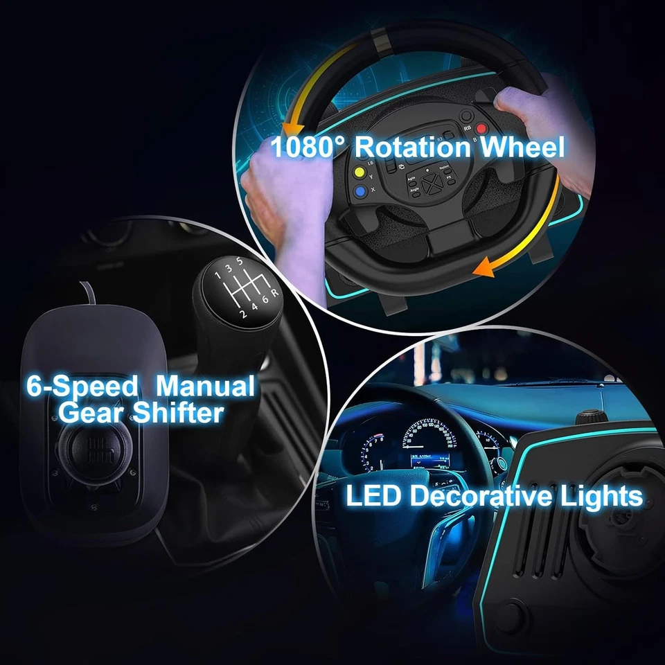 Volante y palanca de cambios y pedal para juegos DOYO Pro Racing para PS/Switch/PC/Android Foto 4 de 4