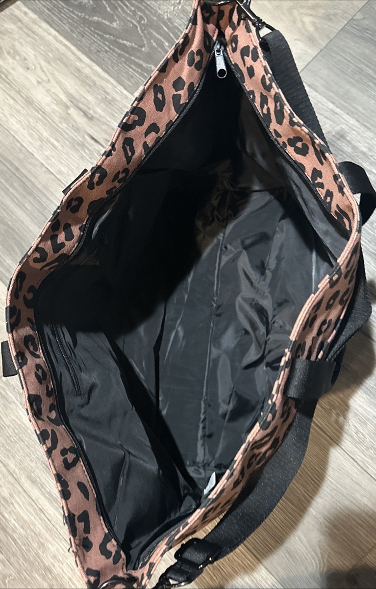 Victoria's Secret PINK Brown Black Leopard Print Zip Travel Tote