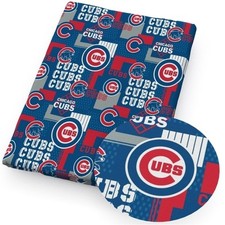 Baseball Cubs Polyester Cotton blend fabric 20"x55" Chicago 1235410