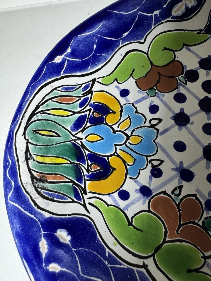 "Plato de pared ovalado de cerámica mexicana de 10,5"" estilo Talavera" Foto 3 de 4