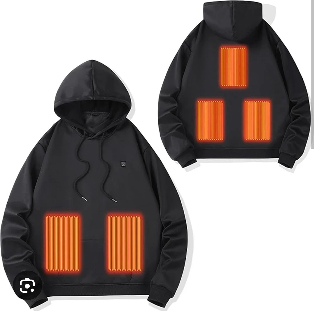 Electric Heated Hooded Men's Heating Jacket Winter Body Warmer Sweatshirt Hoodie