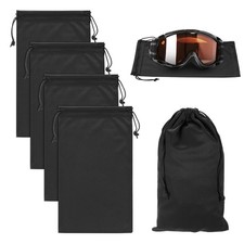 4-Pack Ski Goggle Bag, 9.8" x 5.9" Microfiber Bag for Snow Goggles Black 