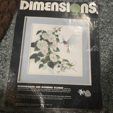 Vintage Hummingbird & Morning Glories Crewel Embroidery Kit Boho Cottage Core