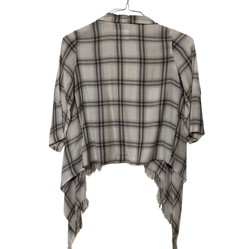 Justice рубашка с открытым передом девочек размер 10 клетку серый/белый 100% вискоза блузка - Изображение 3 из 4