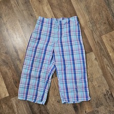 VTG 90s OshKosh B'Gosh Girls Blue Plaid Capri Pants Size 5T Tide Tags Cotton