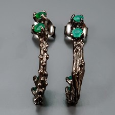 Fine Art jewelry Natural Onyx Earrings 925 Sterling Silver /E132681