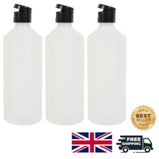 500ml Empty HDPE Bottles with Black Flip-Top Lids - Ideal for Shampoos & More