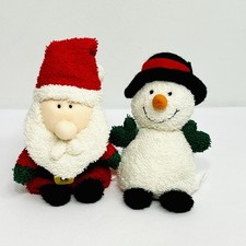 Russ Berrie Home Buddies Snowman  Santa Terrycloth Plush Christmas 6  Vintage
