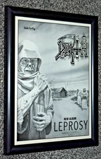 DEATH band FRAMED A4 leprosy ALBUM original 1988 promo art poster
