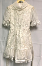 Girl's Vintage White Short Sleeve Communion Dress Union Made Mock Neck Size 7