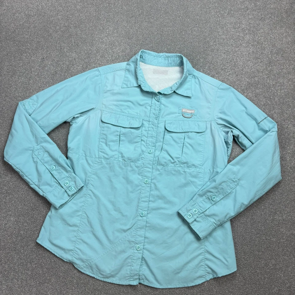 Columbia Shirt Womens Small Blue Button Up Hiking Hawaiian Beach Trail Lady - Image 2 of 4
