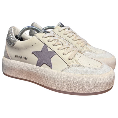 VINTAGE HAVANA Lucy Star Women's 8 Sneaker Leather Suede Cream Silver Platform