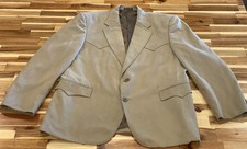 Circle S Western Suit Jacket Blazer Men  s 44R Tan Faux Suede Dallas Texas