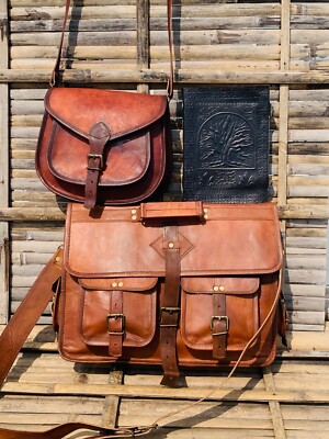 Leder Schultertasche,Laptop Büro Tasche,Aktentasche Gratis Tragetasche & Journal