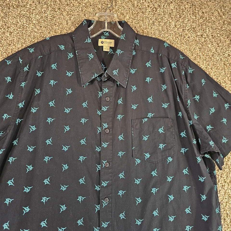 Рубашка Haggar мужская размер XL с коротким рукавом на пуговицах с принтом Marlin для рыбалки - Изображение 3 из 4