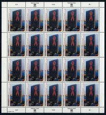 UN - Geneva . 2002 AIDS Awareness - Sheet of 20 . Mint Never Hinged