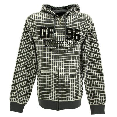 TWINLIFE Herren Sweatjacke Kapuzenjacke Strickjacke grau weiß