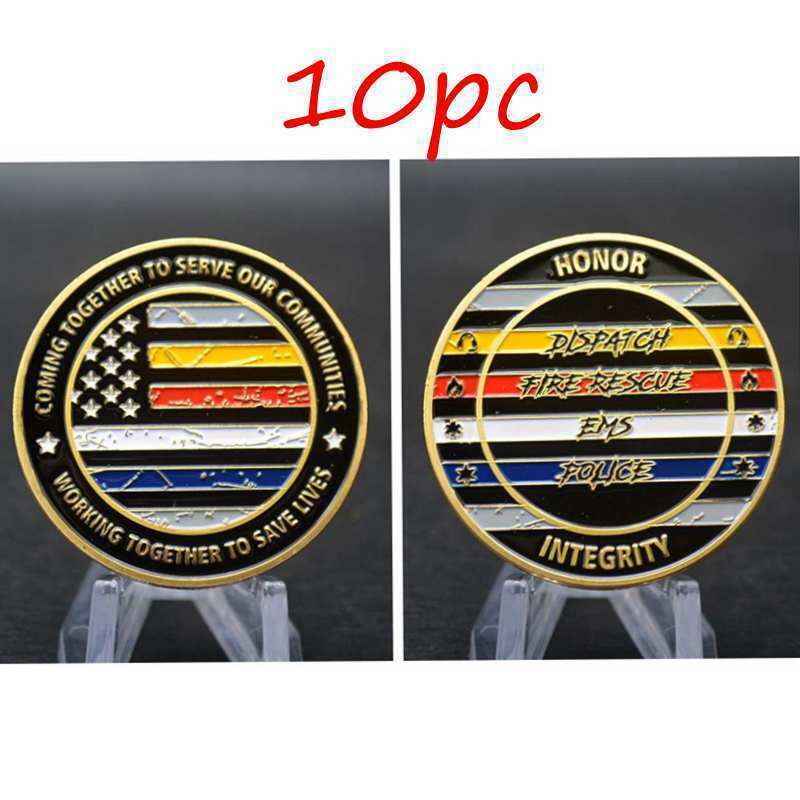 10pc Dispatch Fire Rescue Ems Police Honor Commemorative Challenge Coin