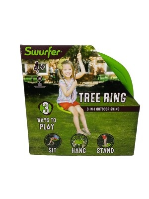 Swurfer Tree Swing Ring 3-in-1 Outdoor Tree Disc Swing Climbing Rope to Sit Stan