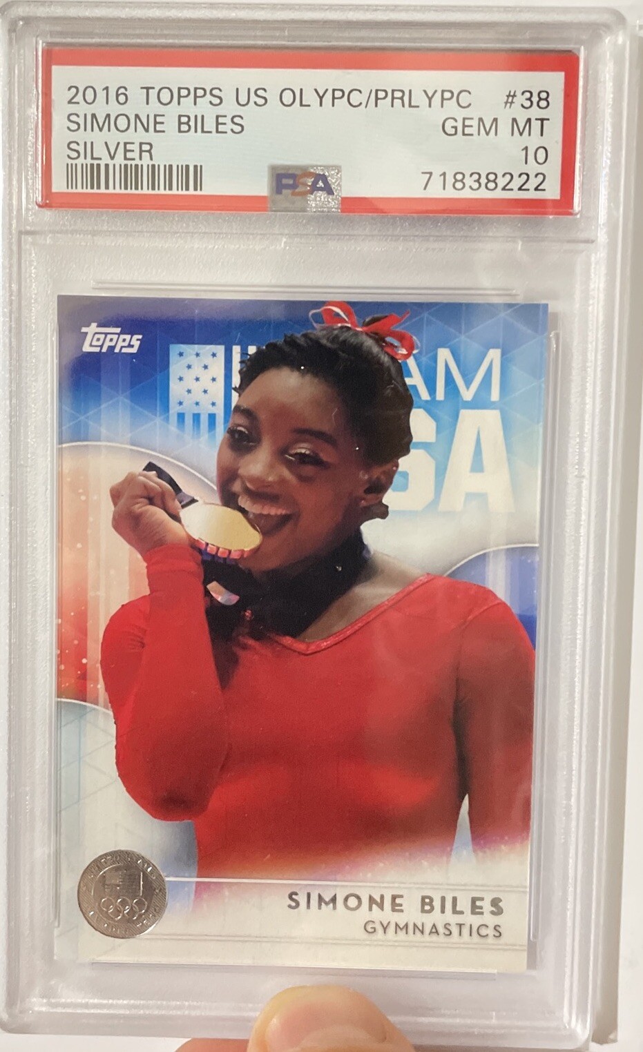 SIMONE BILES 2016 Topps US Olympic 38 SILVER PSA 10 Gymnastics GOAT🤸🏿🇺🇸