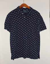 NWT 98 Polo Ralph Lauren Men's Anchor Polo Shirt Nautical Navy Sailing Cotton