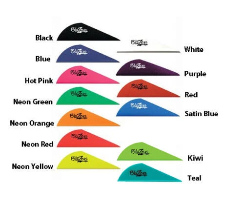 36pk Bohning 2" Blazer Vanes Solid Colors Mix Two Solid Colors Your Choie
