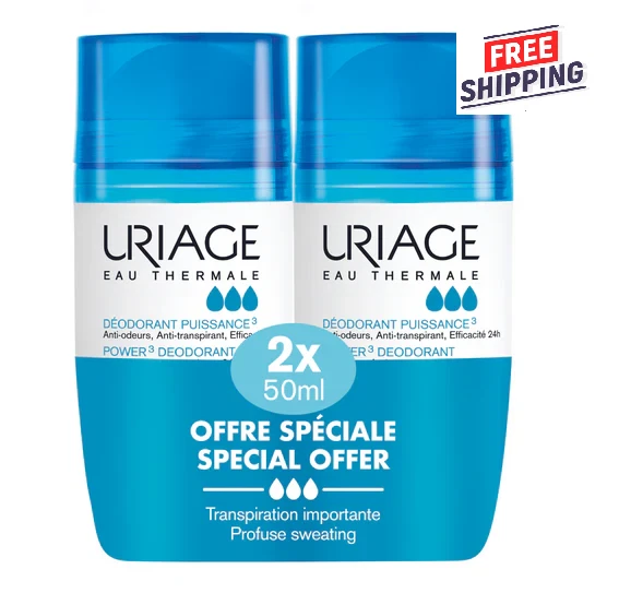 2 X Uriage Power 3 Anti-Odor Antiperspirant Roll On Deodorant 50mI Exp 10/2027 - Image 3 of 4