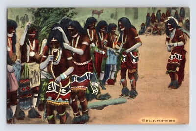 Postcard Hopi Native American Indian Snake Dance 1940s Unposted Linen