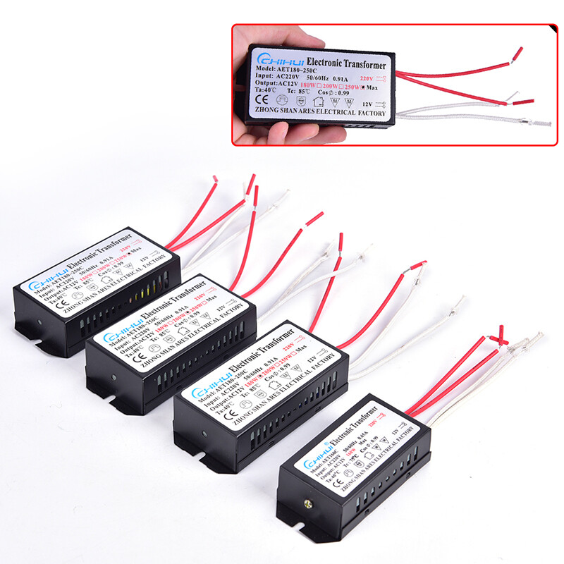 Transformador electrónico '160W/180W/200W/250W AC 220V a 12V lámpara halógena F6