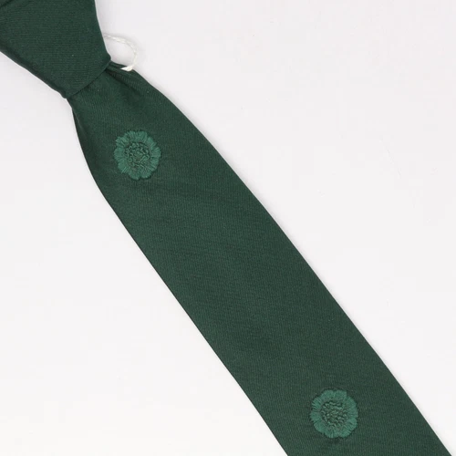 Jupe by Jackie Mens Silk Necktie Green Floral Dot Hand Embroidered Skinny Tie