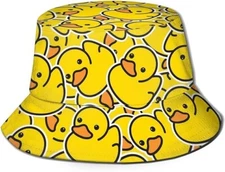 FREE  SHIP - DUCK PRINT YELLOW CRUISE BUCKET HAT ADULT SIZE UNISEX CRUISING
