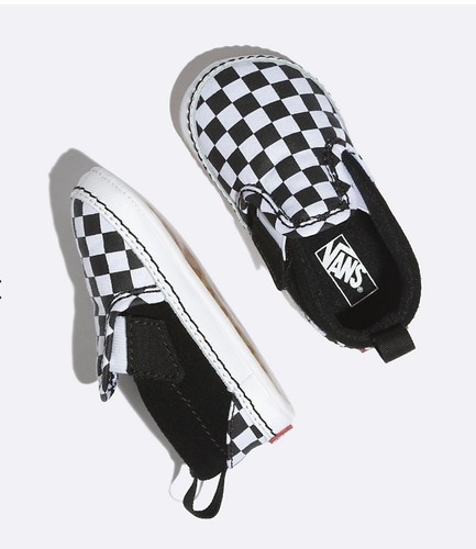NEW Vans Infant Slip-On V Crib Checker Shoes in Black True White Size 1 US Baby - Picture 4 of 11