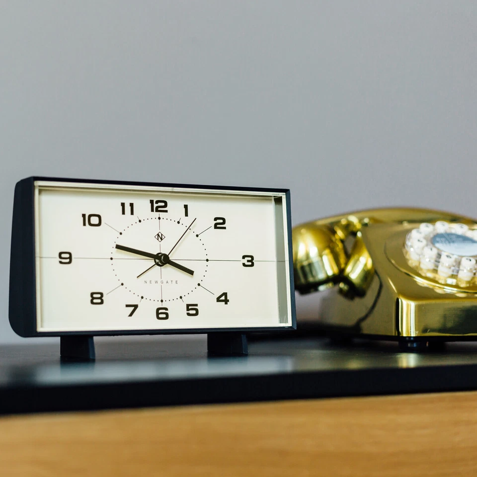Newgate® - Wideboy Alarm Clock Black Retro Cream Arabic Dial Silent Quartz - Image 3 of 4