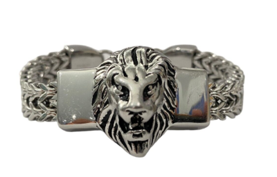 Lion Head Box Chain Bracelet Stainless Steel, Franco chain style