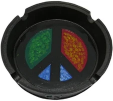 Polyresin Ashtray PORTABLE Holder THICK UNIQUE Four Holder Peace Symbol *USA* 