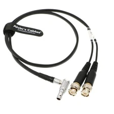 Timecode Input Output Cable for Sound Devices 5 Pin Male Right Angle to Two BNC