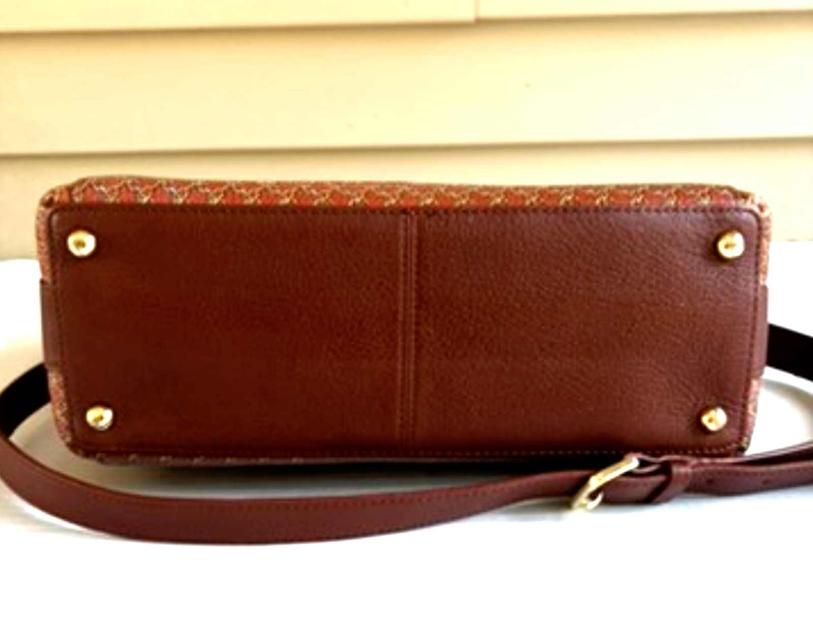 Talbots Brown Chainlink Pattern Leather Satchel (… - image 13