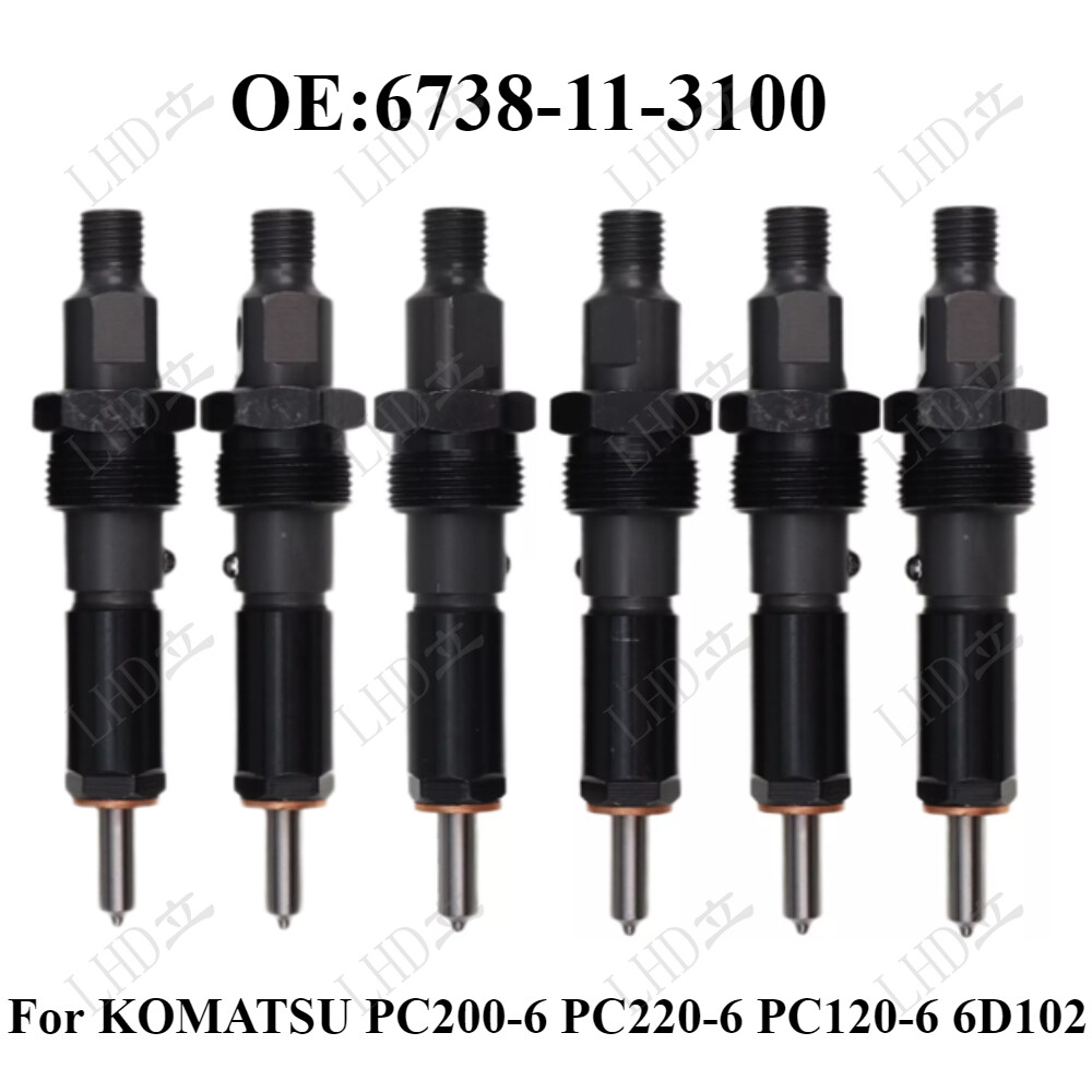 6 Pcs 6738-11-3100 Fuel Injectors For KOMATSU PC200-6 PC220-6