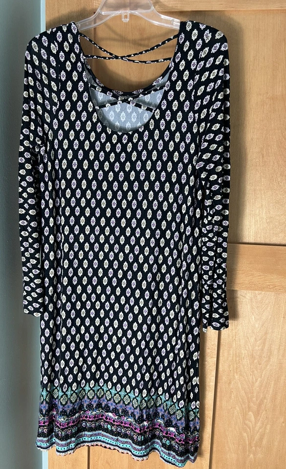 Stitch Fix Loveappella Kasi Knit Dress SZ Large Black   Scoop In Back EUC - Image 2 of 4