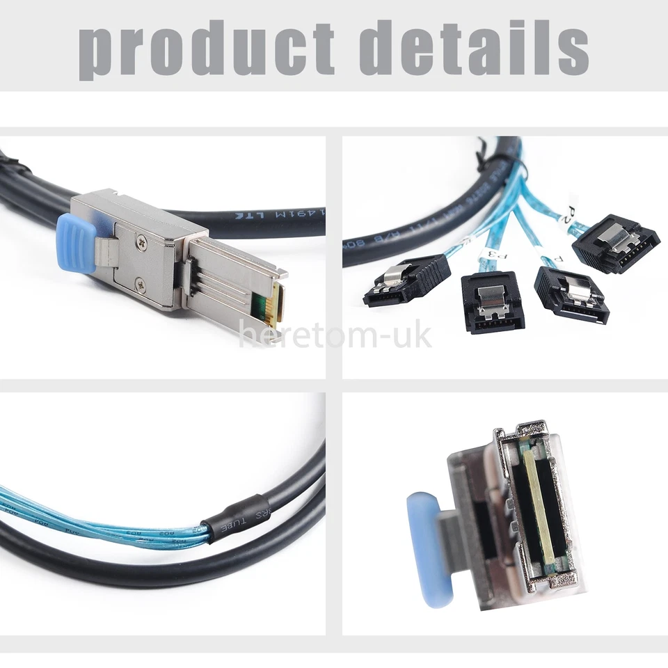 2PCS External Mini-SAS 26p (SFF-8088) Male To 4x Sata Cable 6Gb/s Transfer 1M - Image 3 of 4