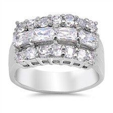 Sterling Silver 1.62 cttw Round And Radiant Cut Cubic Zirconia 2 Pc Ring Set